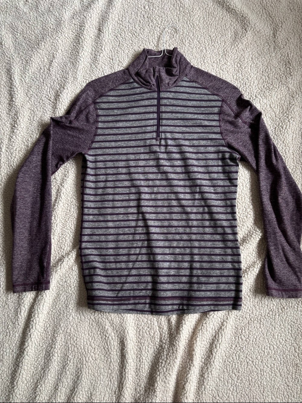 lululemon athletica Men's Striped Half-Zip Pullover - Purple & Gray